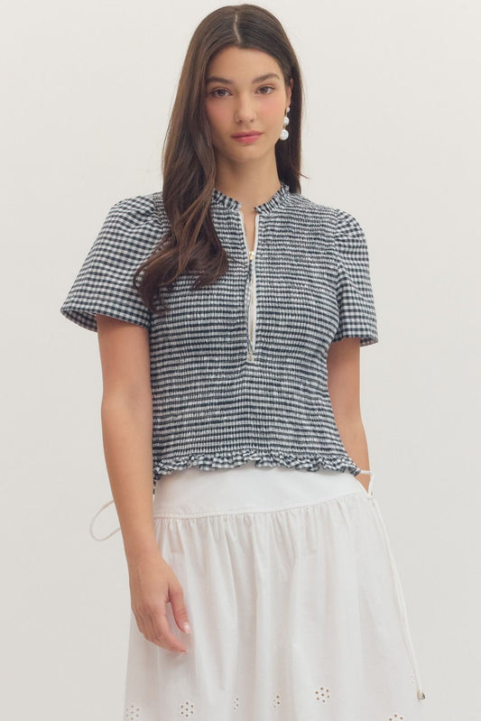 The Carlie Check Top