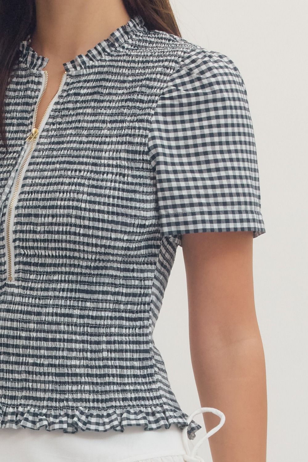 The Carlie Check Top