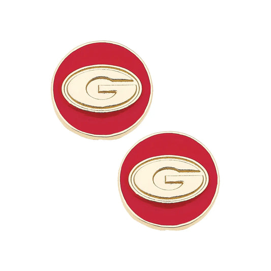 The GA Bulldogs Circle Stud Earrings