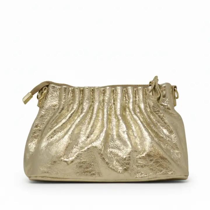 The Lollie Leather Clutch + Crossbody/ Gold