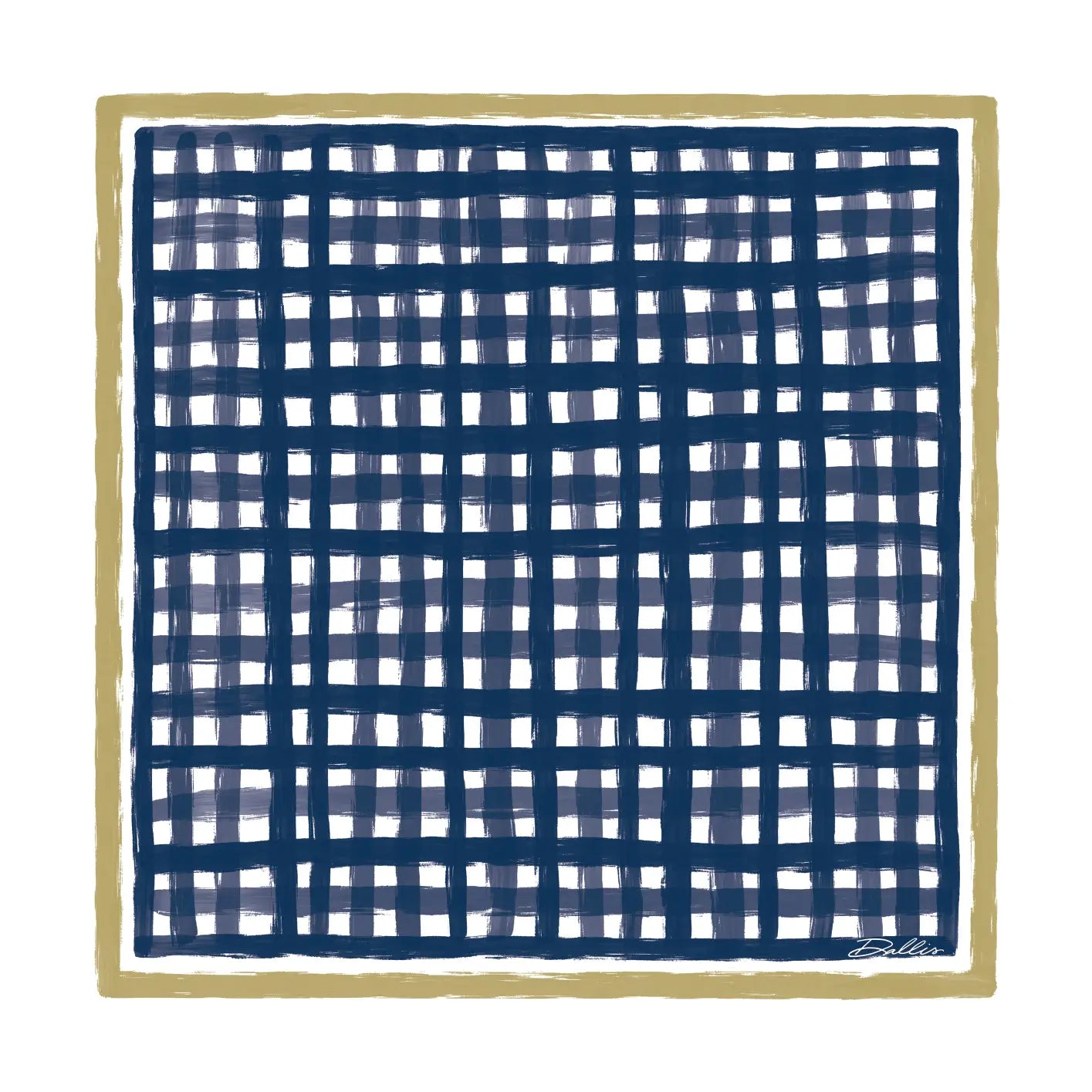 The Tailgate Check Scarf/ Navy + Gold