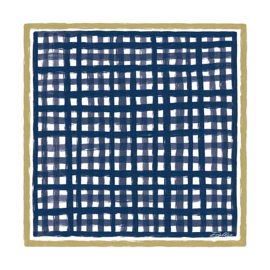 The Tailgate Check Scarf/ Navy + Gold