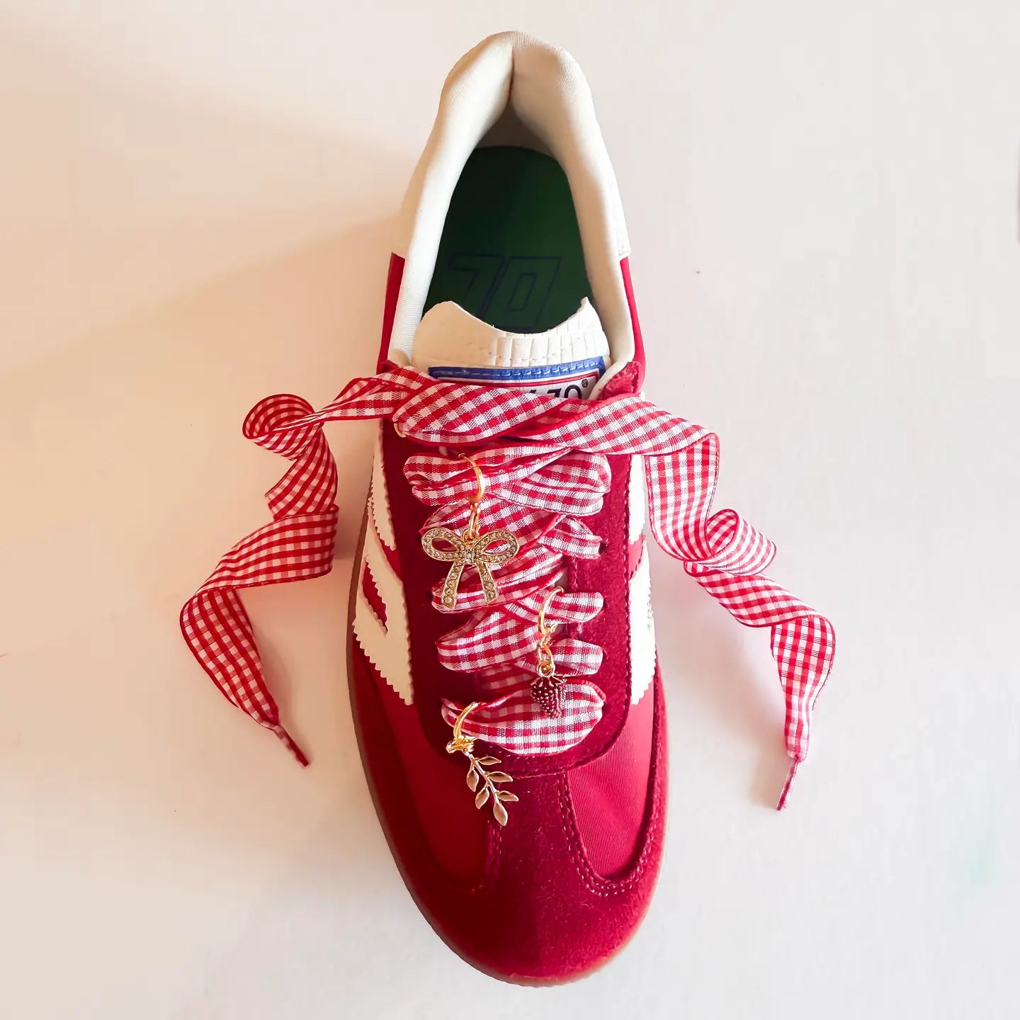 The Sneaker Charm & Lace Set/ Red Gingham