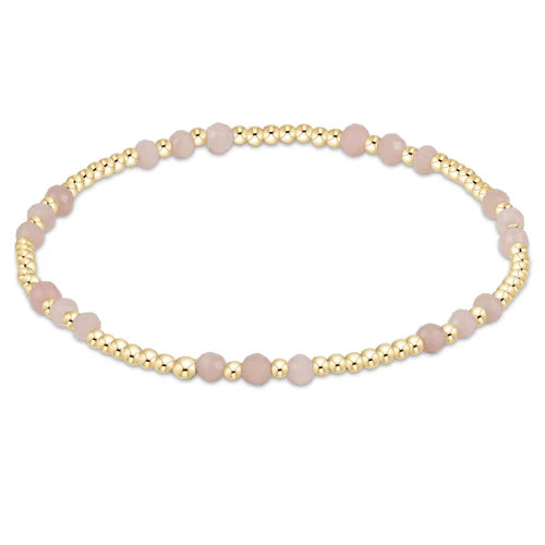 ENewton/ Gemstone Gold Joy Pattern 3MM Bead Bracelet-Pink Opal