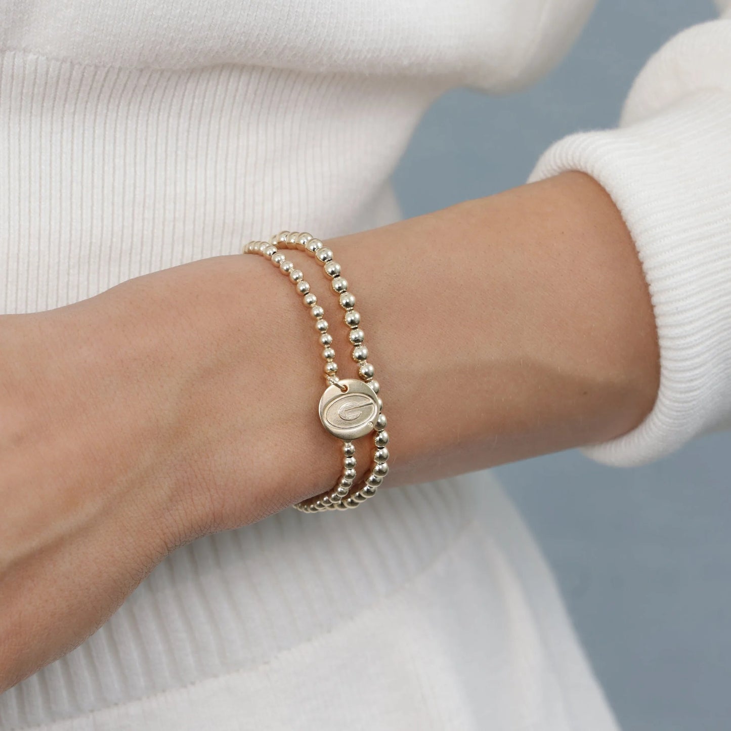 ENewton/ ECollegiate Classic Gold 3MM Bracelet-UGA Disc