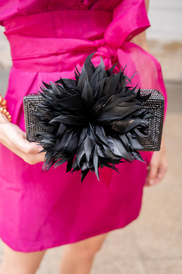 Colette Black Feather Clutch
