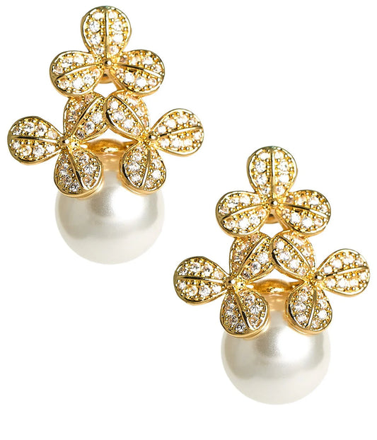 Lisi Lerch/ The Kennedy Earring/ Rhinestone + Pearl