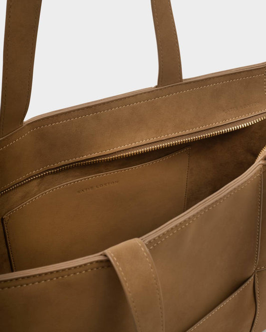 Katie Loxton/ The Taya Woven Suedette Tote Bag/ Caramel