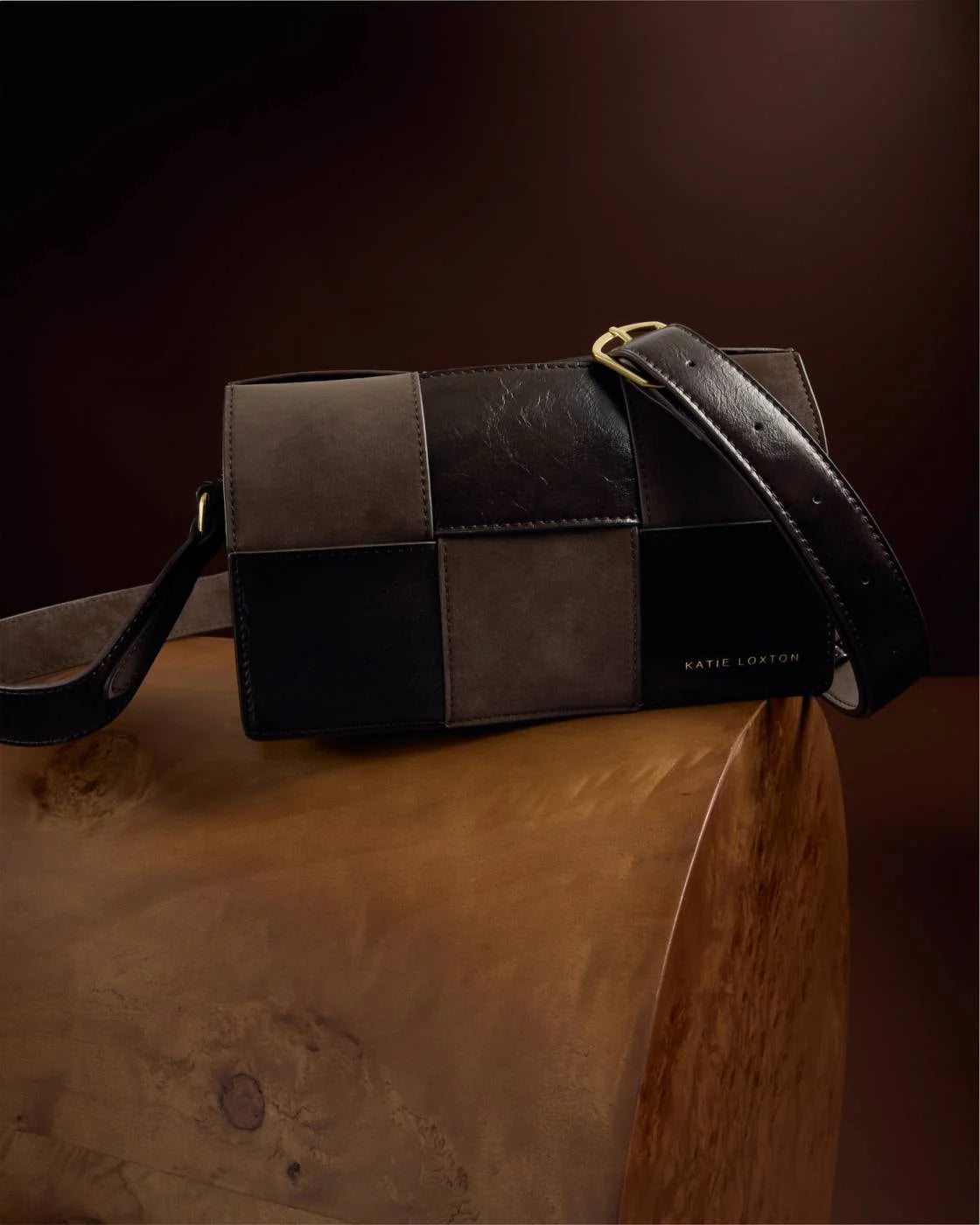 Katie Loxton/ The Taya Crossbody Bag/ Bitter Chocolate Patent