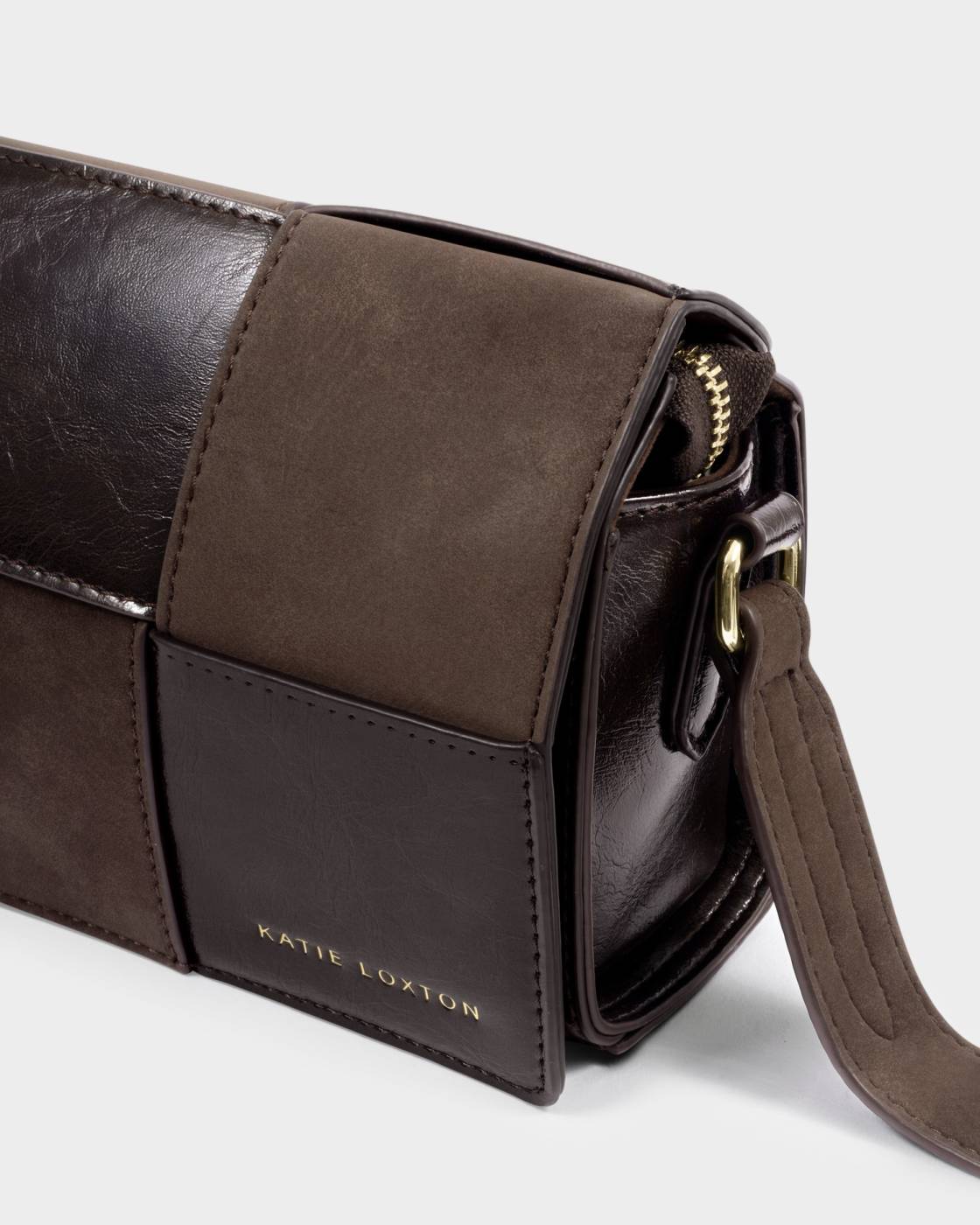 Katie Loxton/ The Taya Crossbody Bag/ Bitter Chocolate Patent