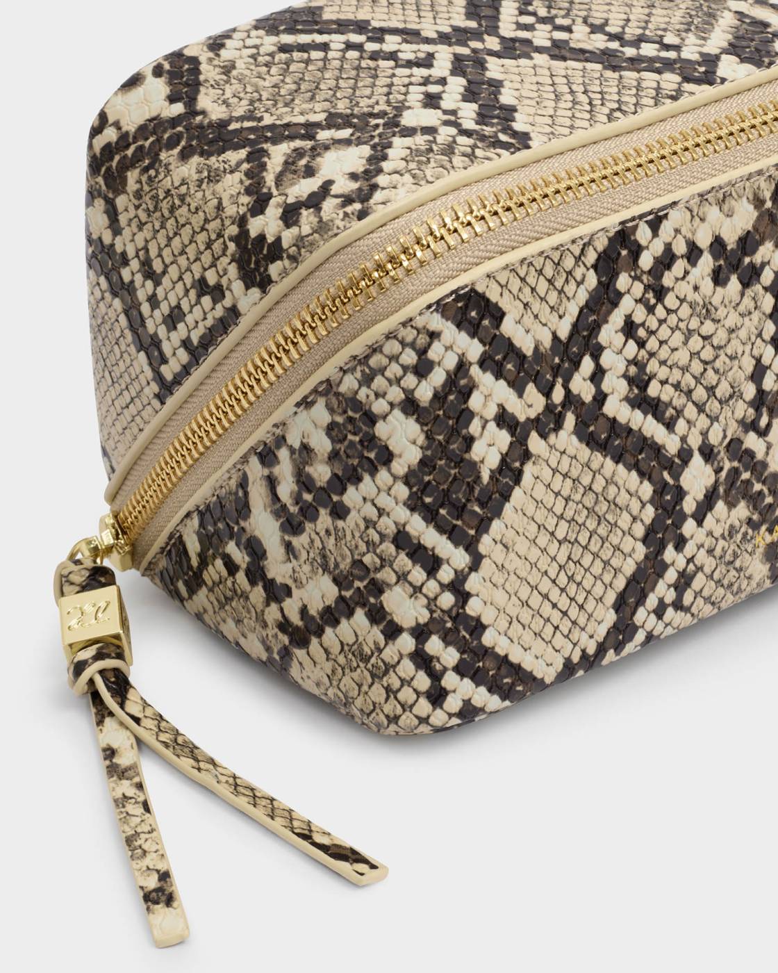 Katie Loxton/ The Fold-Out Mirror Makeup Bag/ Faux Snake