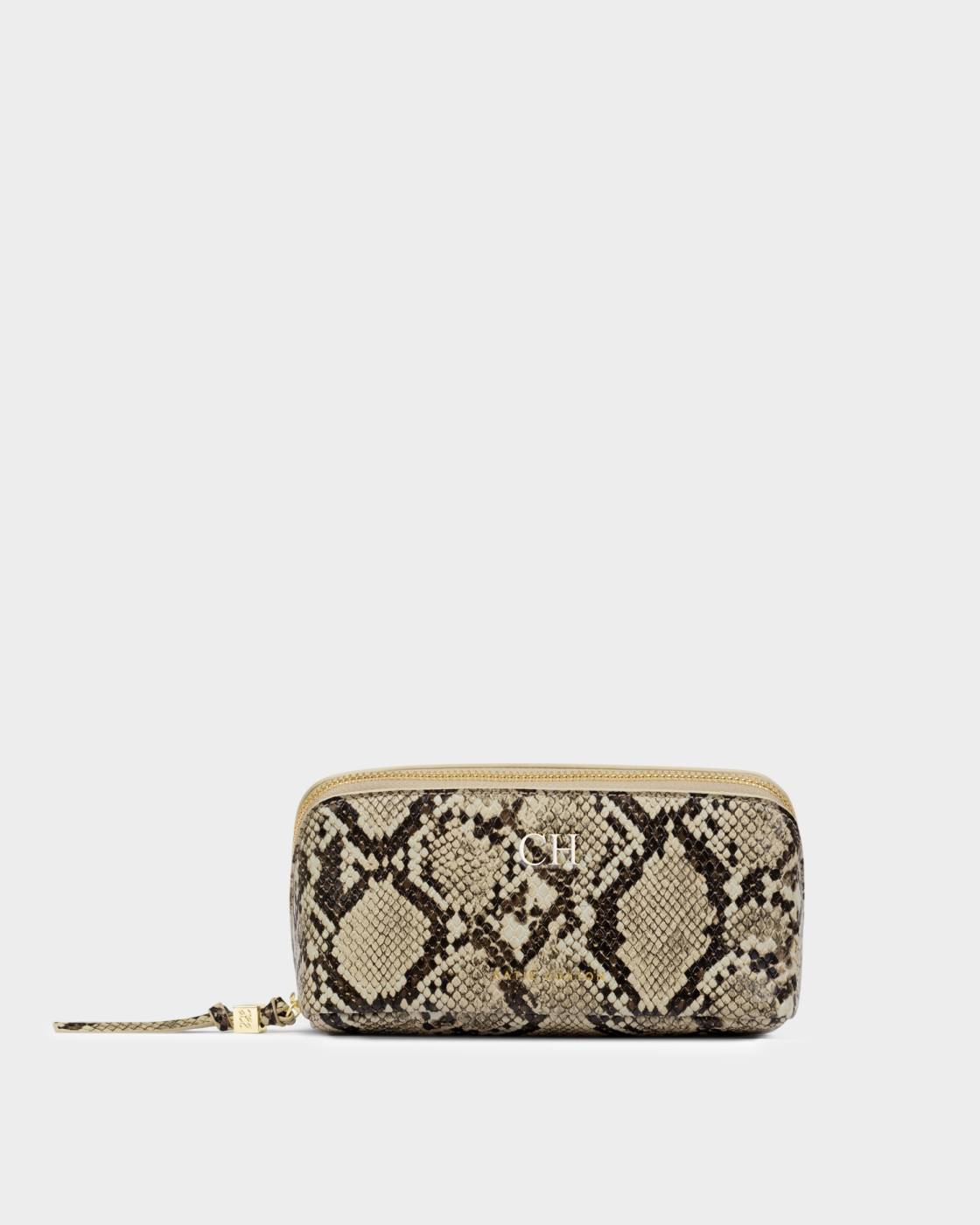 Katie Loxton/ The Fold-Out Mirror Makeup Bag/ Faux Snake