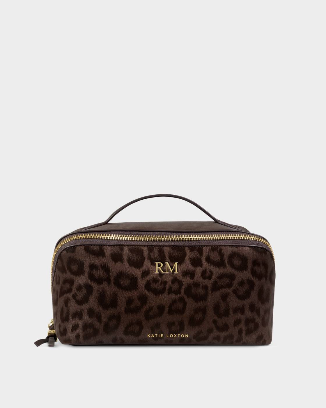 Katie Loxton/ The Soho Medium Makeup + Toiletry Bag/ Chocolate Leopard