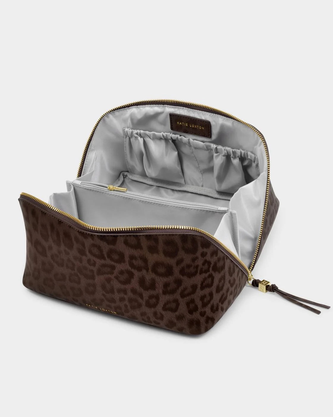 Katie Loxton/ The Soho Large Makeup + Toiletry Bag/ Chocolate Leopard