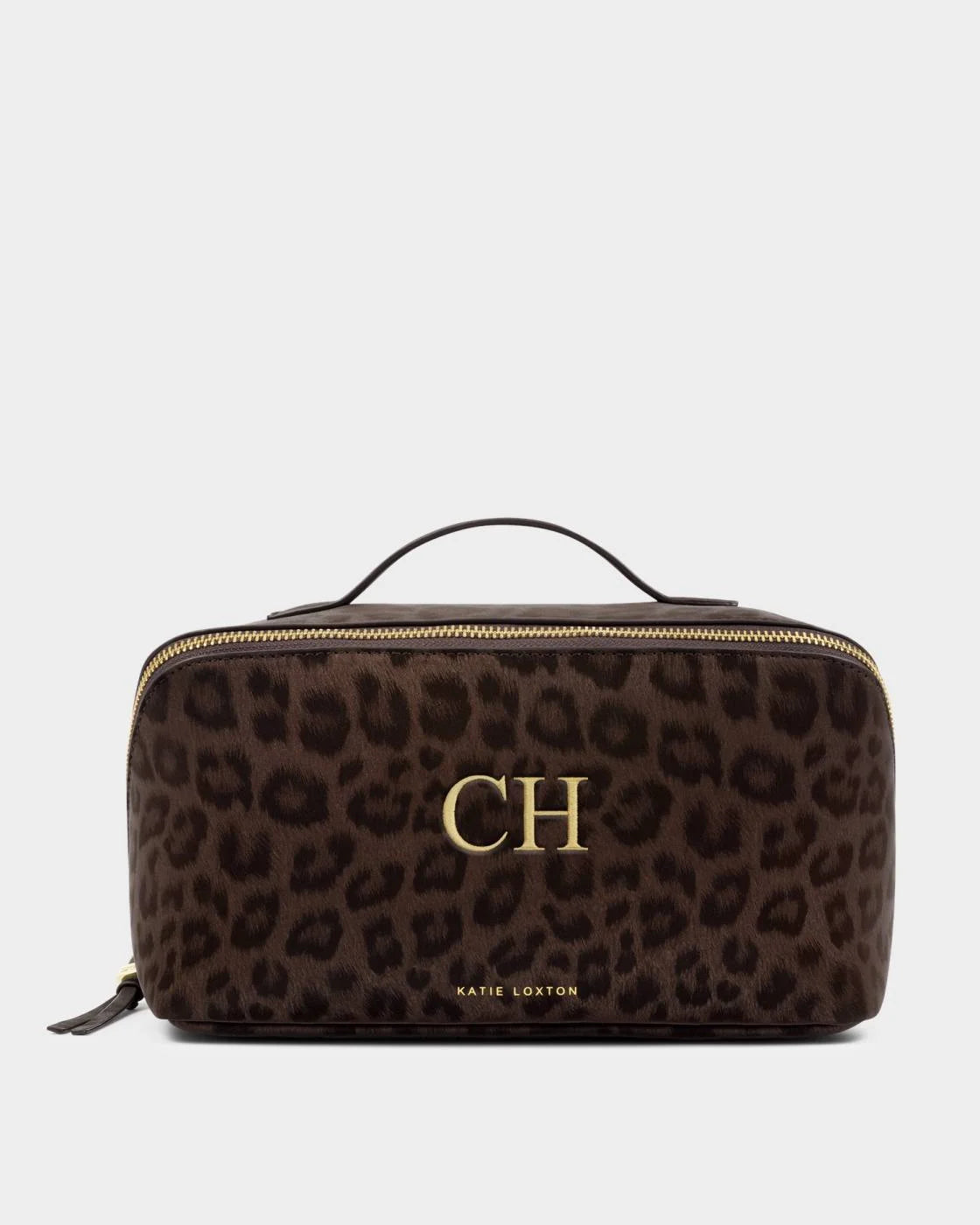 Katie Loxton/ The Soho Large Makeup + Toiletry Bag/ Chocolate Leopard