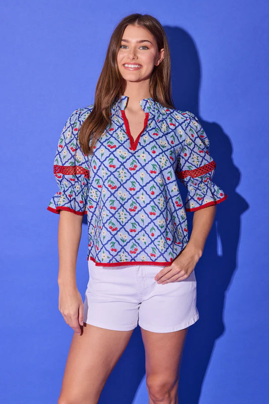 Alden Adair/ The Lottie Top/ Light Blue Cherry
