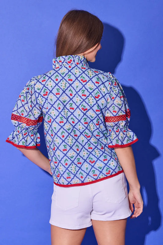 Alden Adair/ The Lottie Top/ Light Blue Cherry