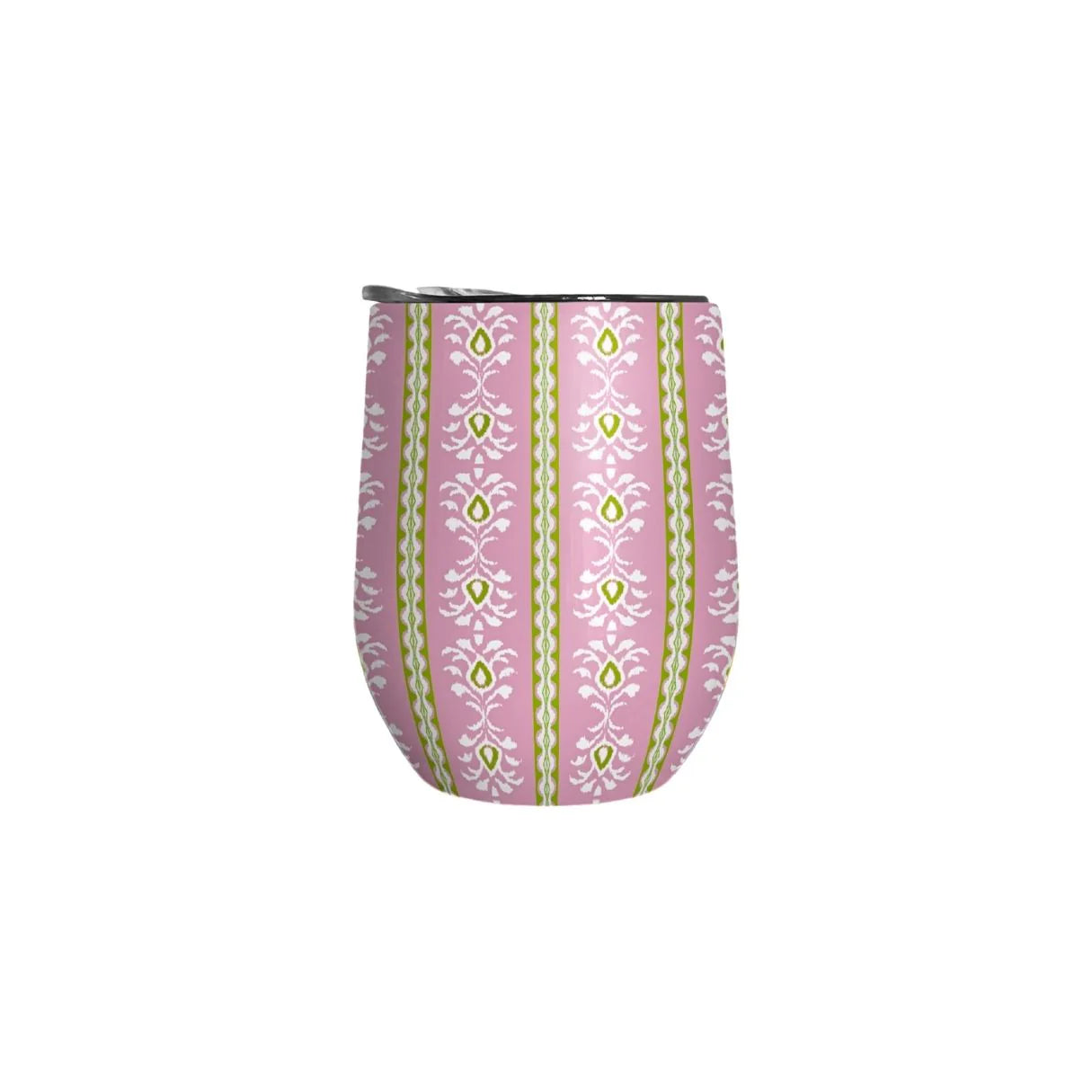 Laura Park/ 12 oz Wine Tumbler/ Rosemary Stripe Pink