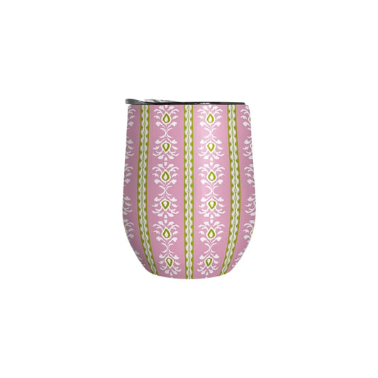 Laura Park/ 12 oz Wine Tumbler/ Rosemary Stripe Pink