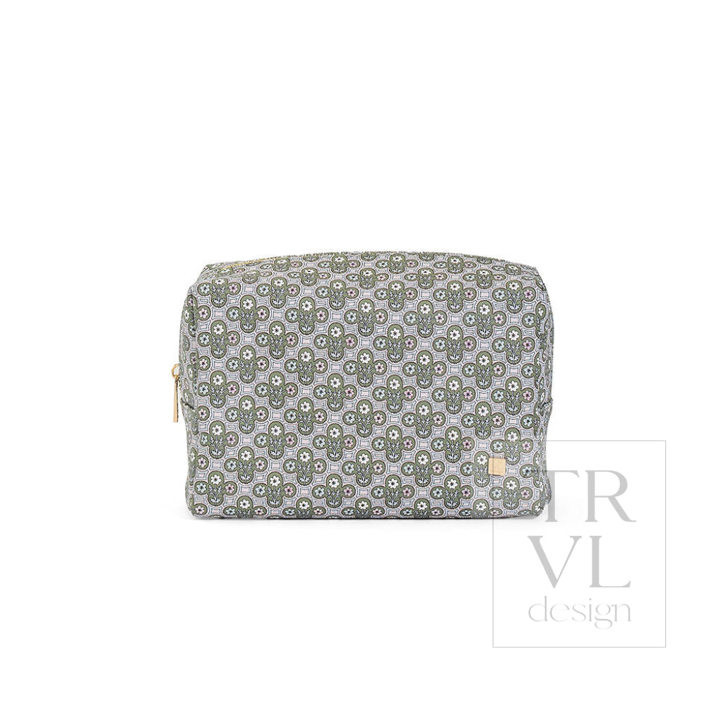 LUXE Everyday Cosmetic Bag - SURREY with Green Pinstripe Liner - Cosmetic & Toiletry Bags