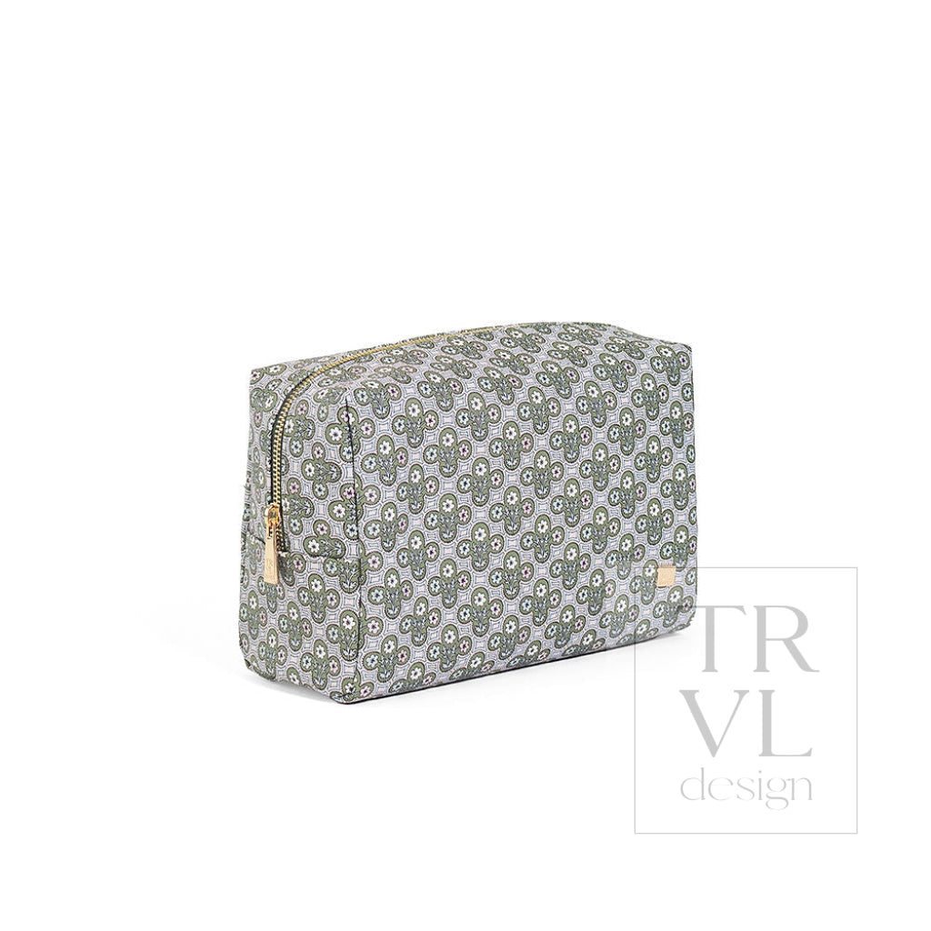 LUXE Everyday Cosmetic Bag - SURREY with Green Pinstripe Liner - Cosmetic & Toiletry Bags