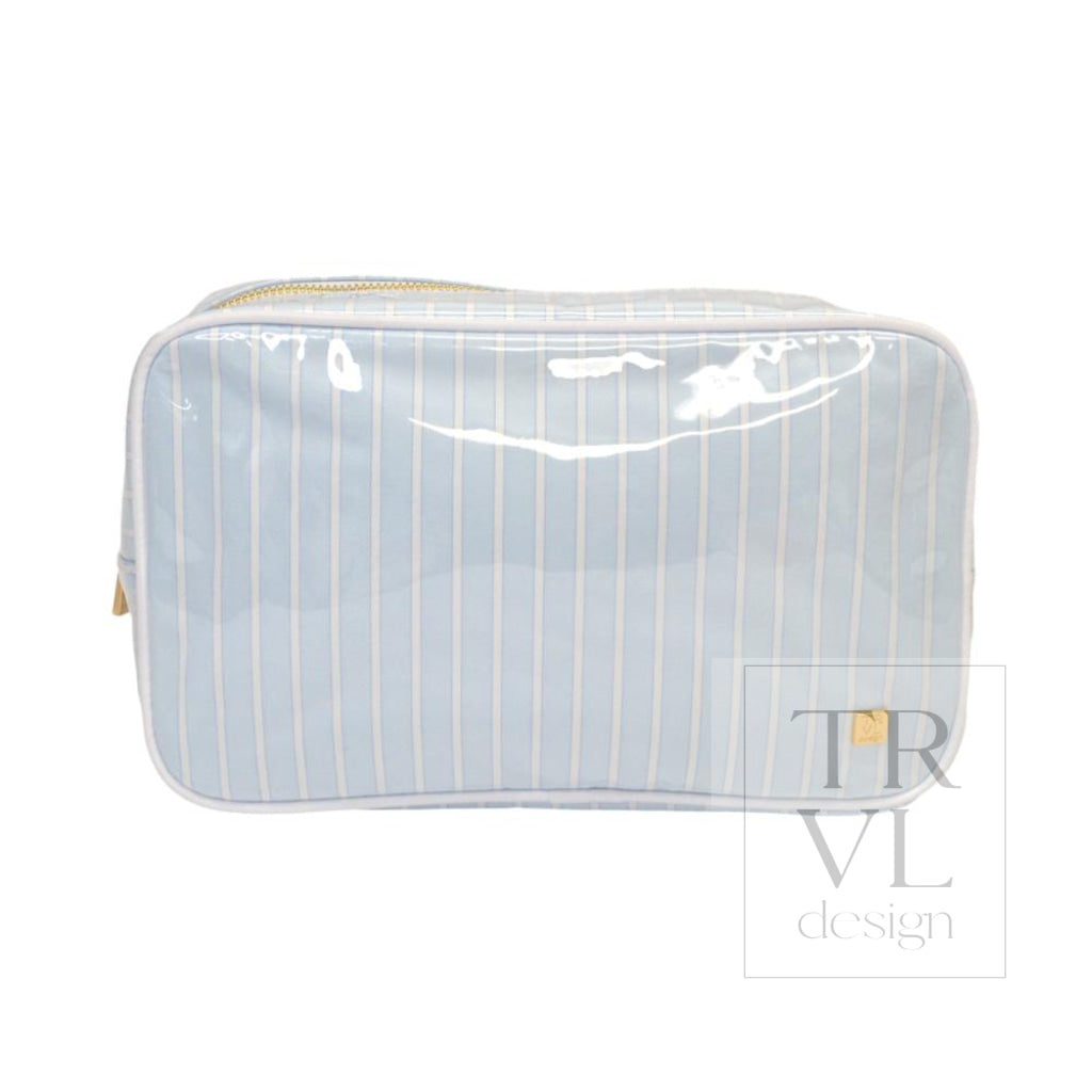 LUXE GLOSS OVERLAY XL GLAM + GO GLAM COASTAL SET - SKY STRIPE (Light Blue) - Cosmetic & Toiletry Bags