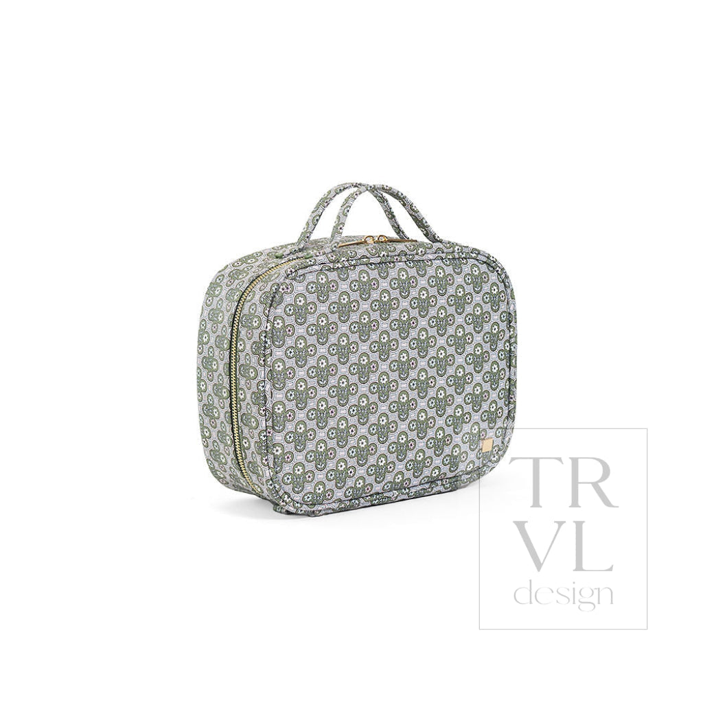 LUXE TRVL 2 Cosmetic Toiletry Case - SURREY with Green Pinstripe Liner - Cosmetic & Toiletry Bags