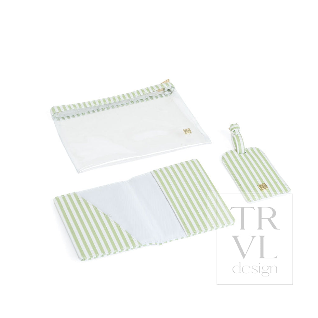 LUXE TRVL 3PC SET - PIMLICO STRIPE SAGE - Travel Pouches