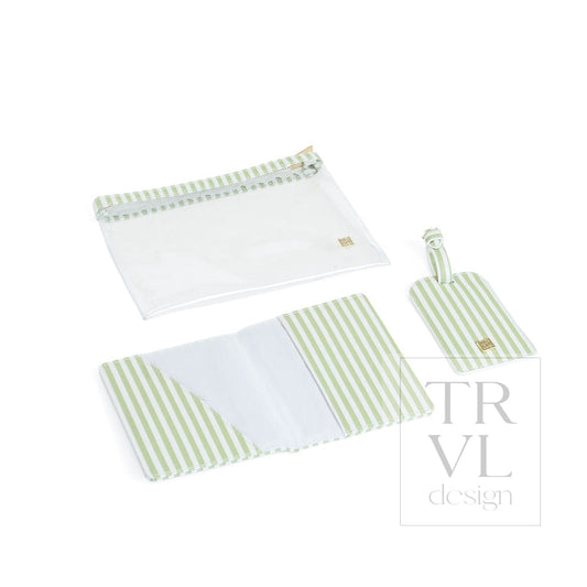 LUXE TRVL 3PC SET - PIMLICO STRIPE SAGE - Travel Pouches