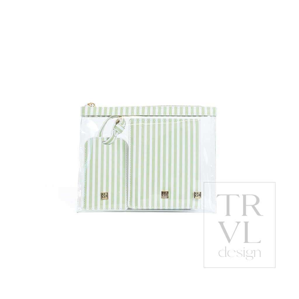 LUXE TRVL 3PC SET - PIMLICO STRIPE SAGE - Travel Pouches