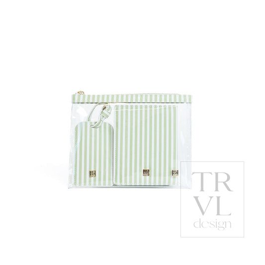 LUXE TRVL 3PC SET - PIMLICO STRIPE SAGE - Travel Pouches