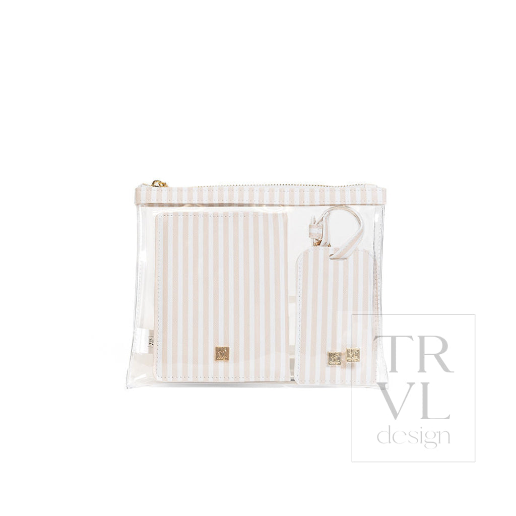 LUXE TRVL 3PC SET - PIMLICO STRIPE SAND - Travel Pouches