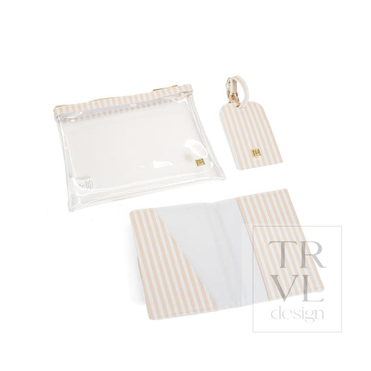 LUXE TRVL 3PC SET - PIMLICO STRIPE SAND - Travel Pouches