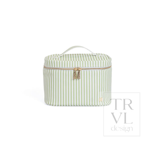 LUXE VANITY TRAIN CASE - PIMLICO STRIPE SAGE - Cosmetic & Toiletry Bags
