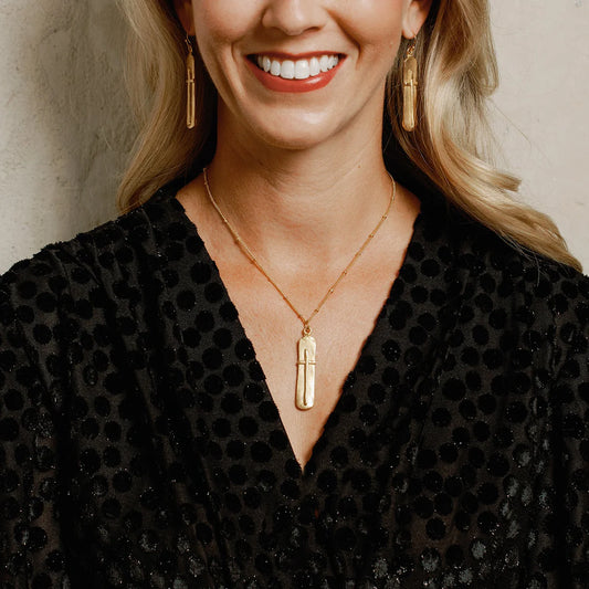 Susan Shaw/ Dainty Bar Cross Necklace