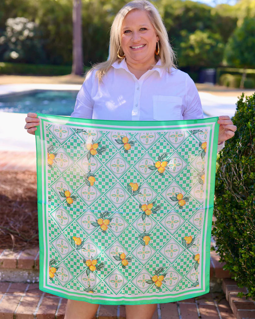 The Naples Citrus Print Scarf/ Green