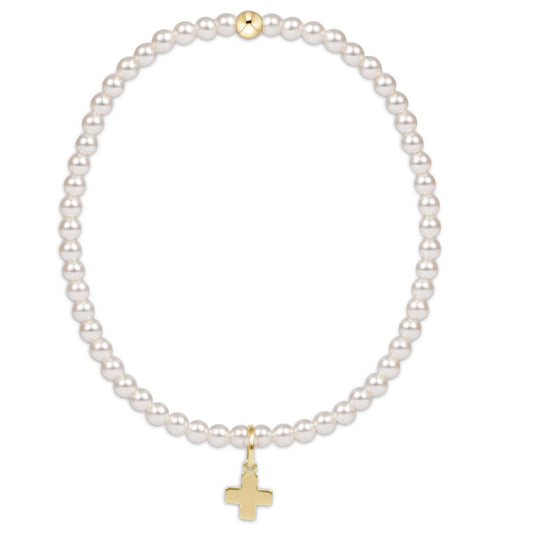 ENewton/ Classic Pearl 3MM Bead Bracelet-Signature Cross Charm