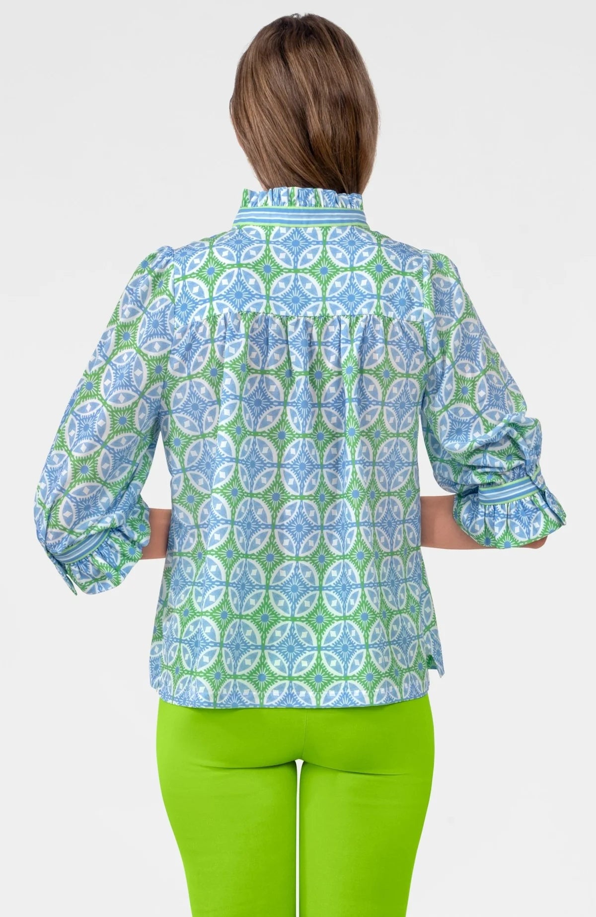 Gretchen Scott/ Ruffleneck Tunic Top/ Kelly