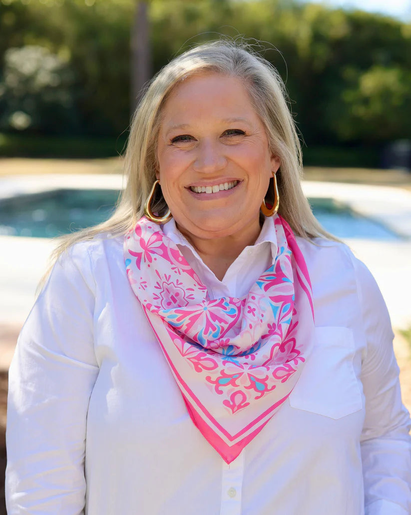 The Sorrento Mosaic Print Scarf/ Pink