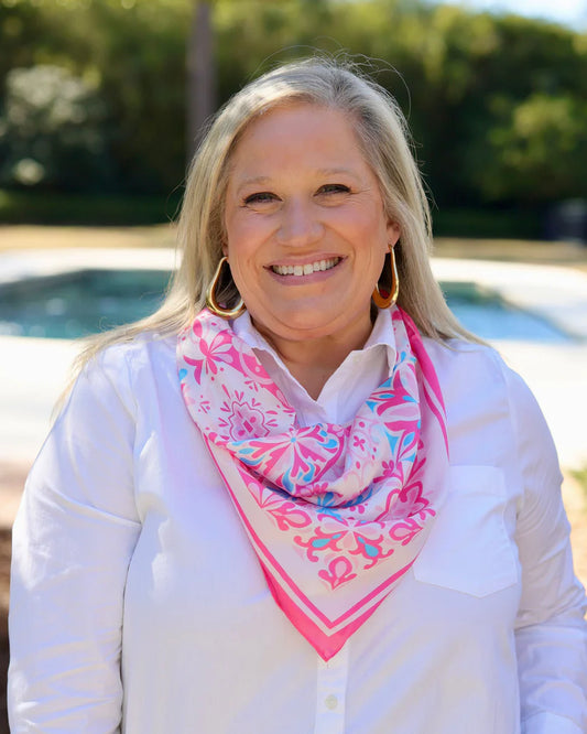 The Sorrento Mosaic Print Scarf/ Pink