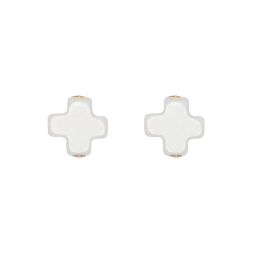 ENewton/ Signature Cross Stud-Off White