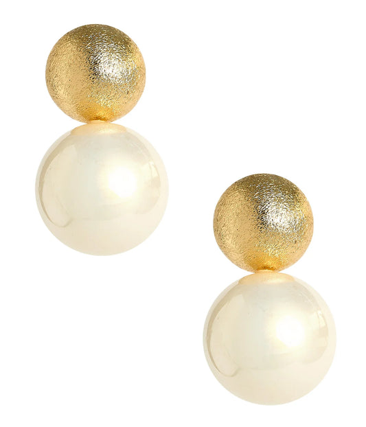 Lisi Lerch/ The Kyle Double Ball Stud/ Pearl + Gold