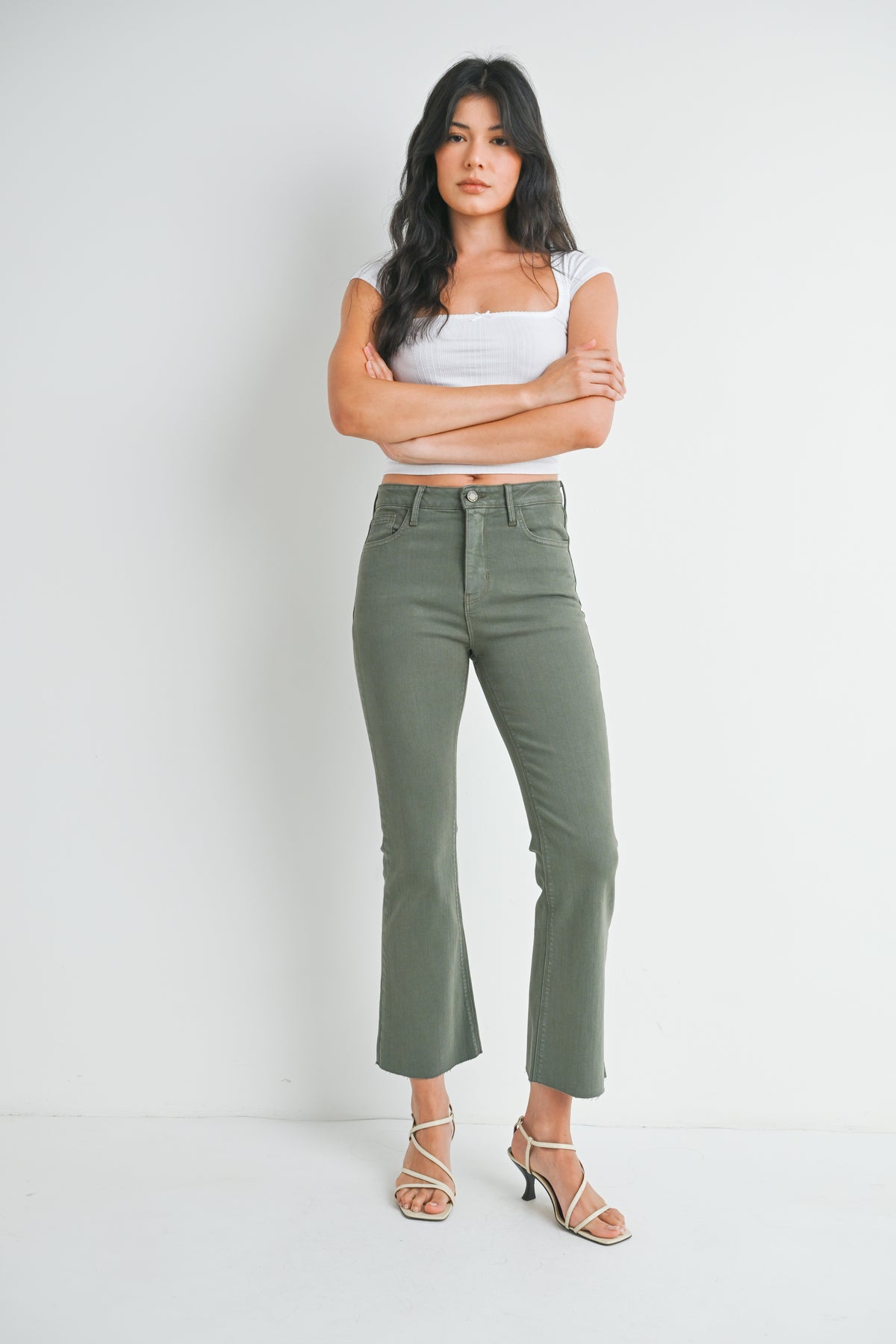 Just Black/ HR Tonal Crop Flare/ Vintage Olive