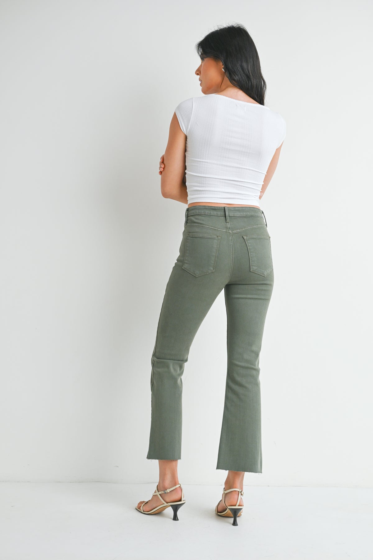 Just Black/ HR Tonal Crop Flare/ Vintage Olive