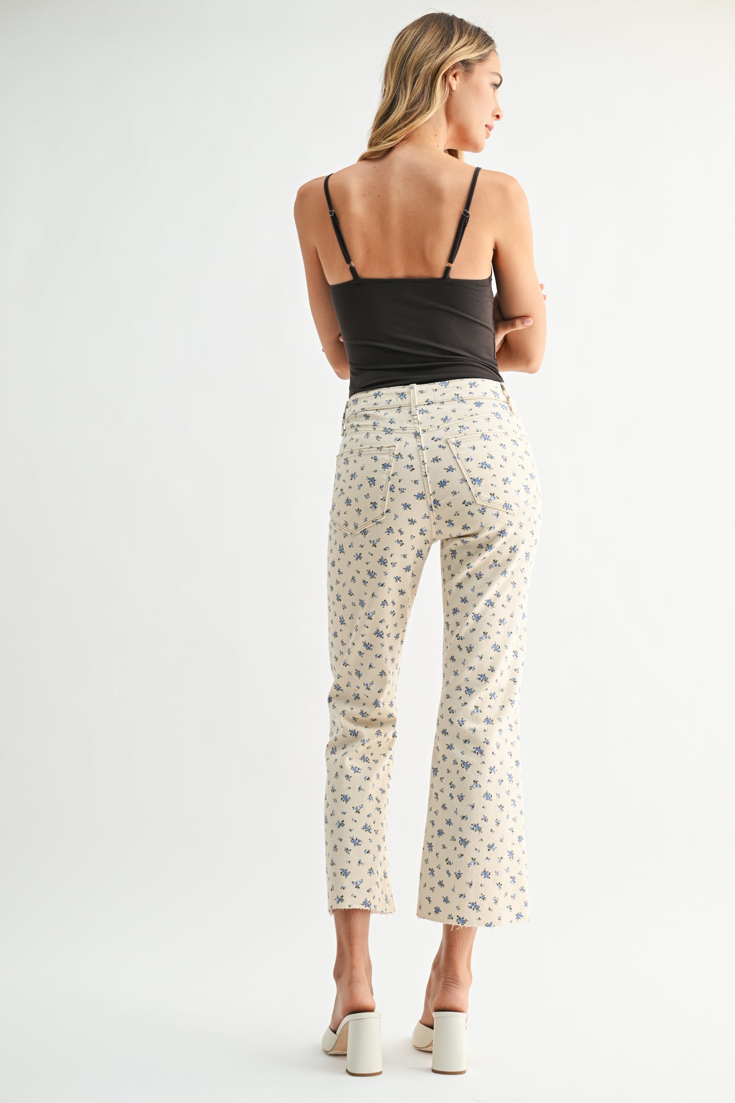 Just Black/ HR Tonal Crop Flare/ Flower Print