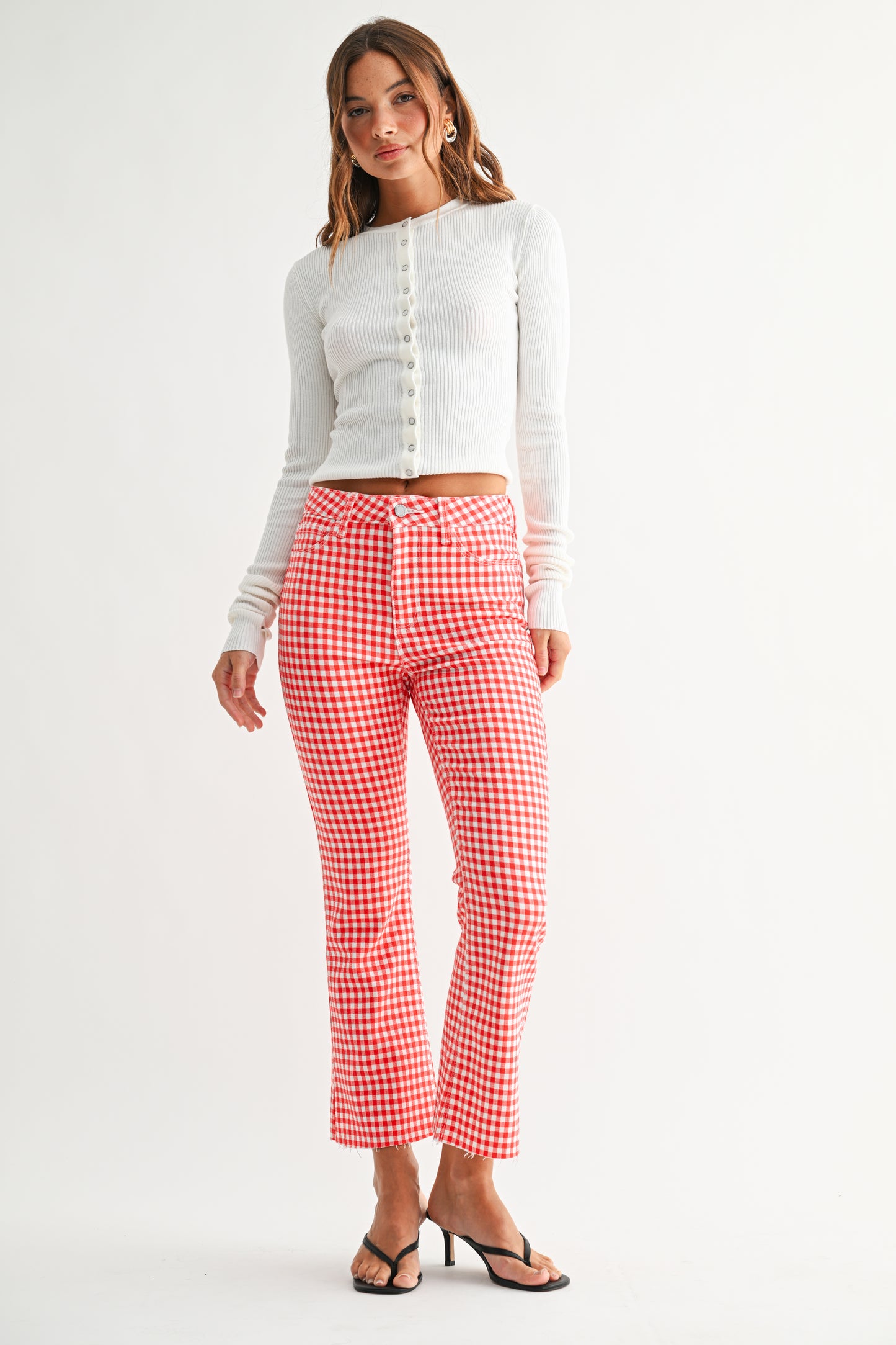 Just Black/ HR Tonal Crop Flare/ Red Gingham