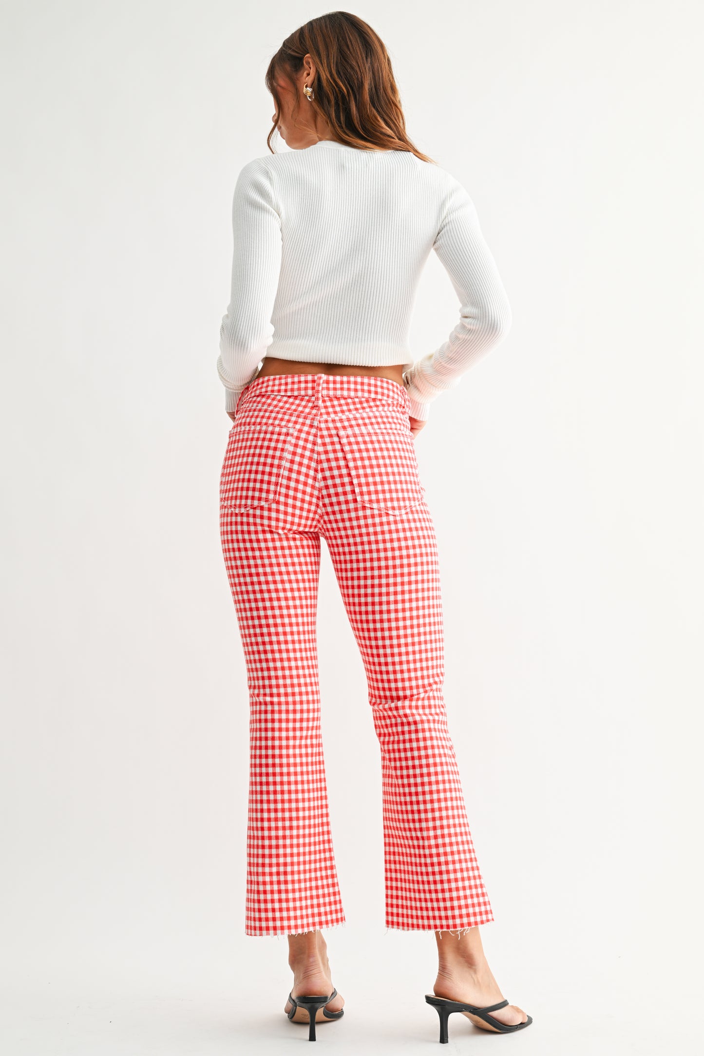 Just Black/ HR Tonal Crop Flare/ Red Gingham