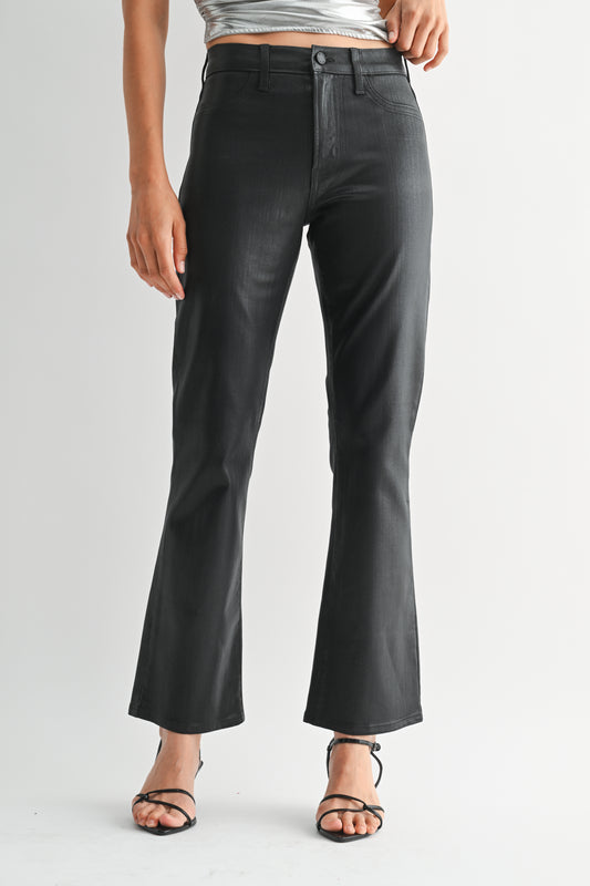 Just Black/ Slim Cropped Bootcut/ Coated Black