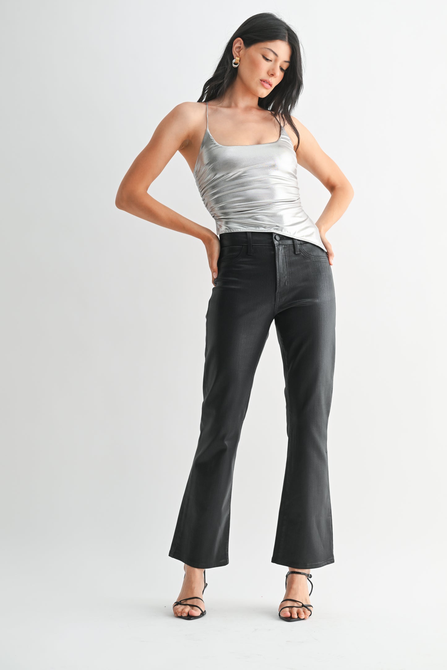 Just Black/ Slim Cropped Bootcut/ Coated Black