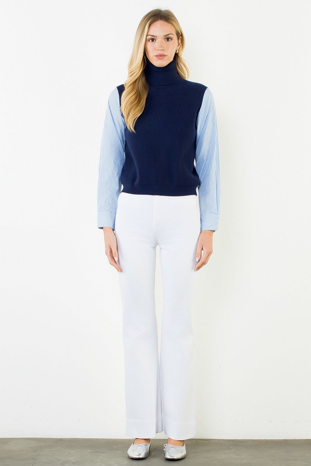 The Sae Striped Sleeve Top